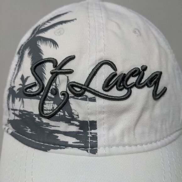 TBL Men's Slideback Hat White Adjustable Embroidered St. Lucia Logo Tourist - Picture 4 of 11